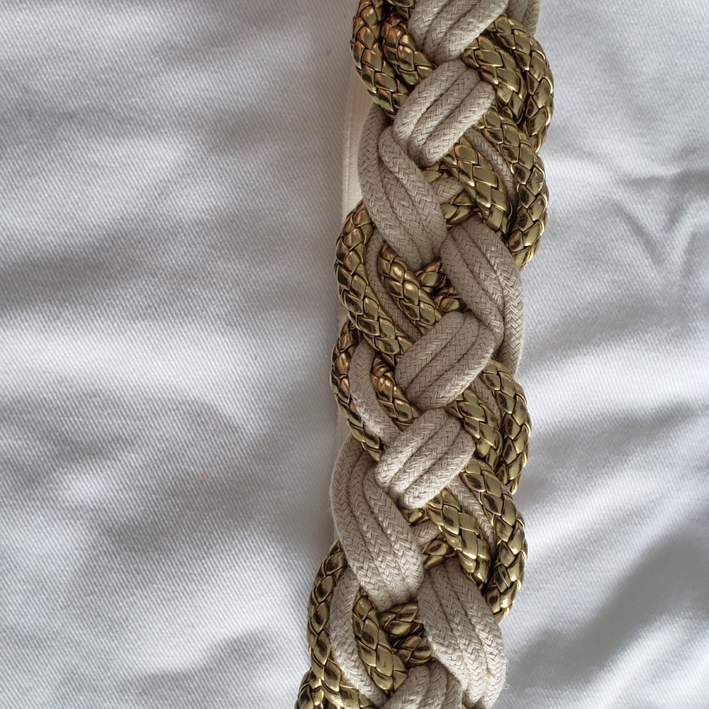 Bebe cream and gold braided belt